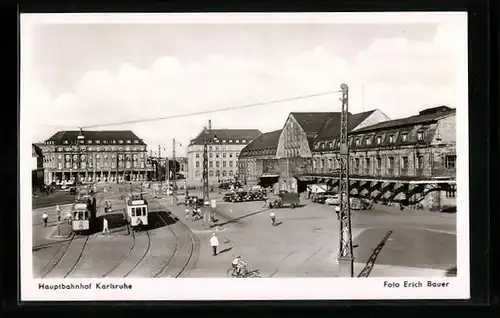 AK Karlsruhe, Partie vor dem Hauptbahnhof