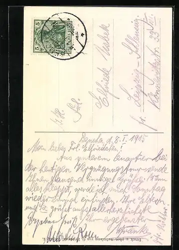 AK Beucha, Gasthof zur Reichskrone, Kirche und Wasserturm