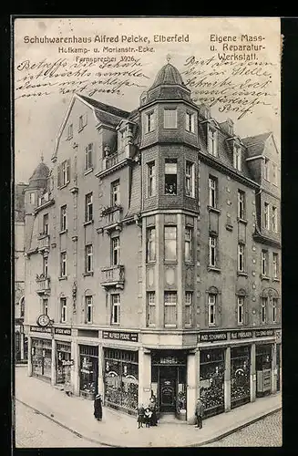 AK Elberfeld, Schuhwarenhaus Alfred Peicke, Hofkamp- und Morianstr. Ecke