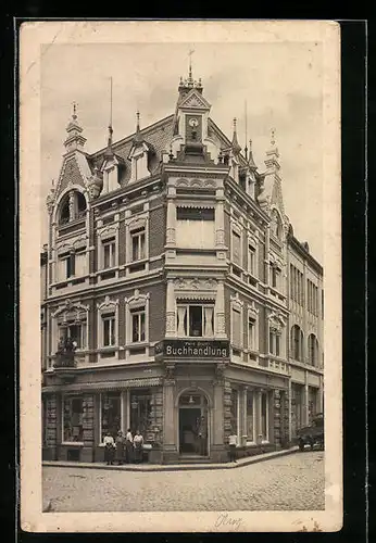 AK Siegburg, Ferd. Graffs Buchhandlung, Ecke Kaiserstrasse und Holzgasse