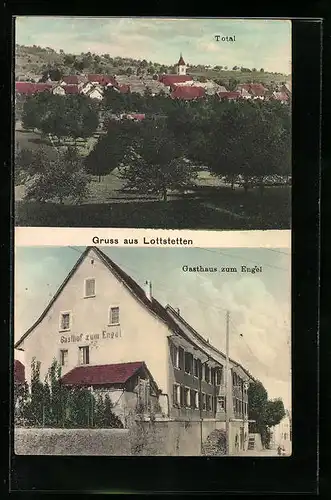 AK Lottstetten, Gasthaus zum Engel, Ortsansicht