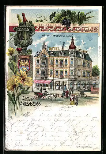 Lithographie Siegburg, Hotel von J. Felder