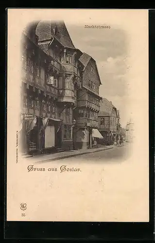 AK Goslar, Marktstrasse mit Geschäften