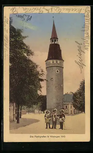 AK Kitzingen, Die Pankgrafen vor Turm 1910