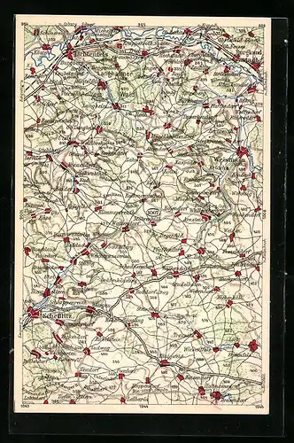 AK Lichtenfels, Landkarte der südlichen Umgebung, Wona-Verlag