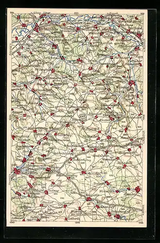 AK Lichtenfels, Landkarte der südlichen Umgebung, Wona-Verlag