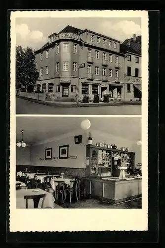 AK Niederlahnstein, Hotel Restaurant Jung, Aussen- u. Innenansicht