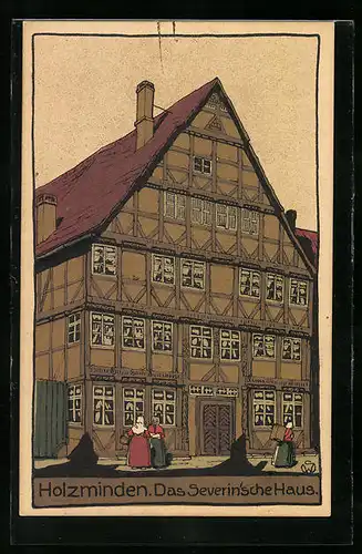 Steindruck-AK Holzminden, Das Severinsche Haus