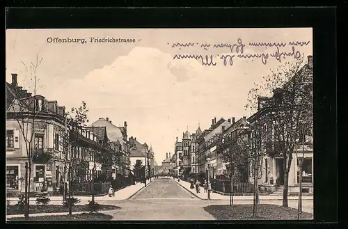 AK Offenburg, Häuser an der Friedrichstrasse