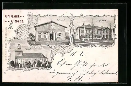 AK Eichede, Postagentur, Schulhaus, Kirche