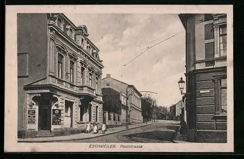 AK Eschweiler, Poststrasse mit Hotel & Wein-Restaurant von A. Hoerkens