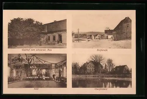 AK Ziegelroda, Gasthof zum schwarzen Ross, Dorfstrasse, Saal, Oberförsterei
