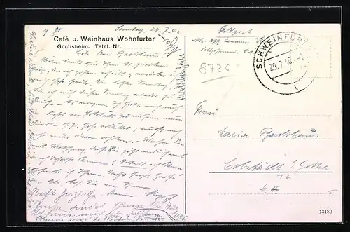 AK Gochsheim, Café und Weinhaus Wohnfurter