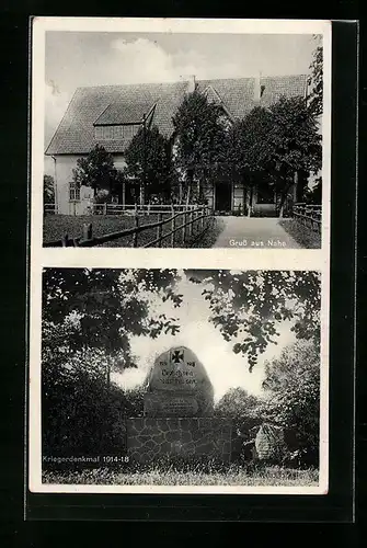 AK Nahe, Gasthaus, Kriegerdenkmal 1914-18