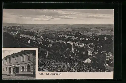 AK Hergisdorf, Gasthaus, Teilansicht