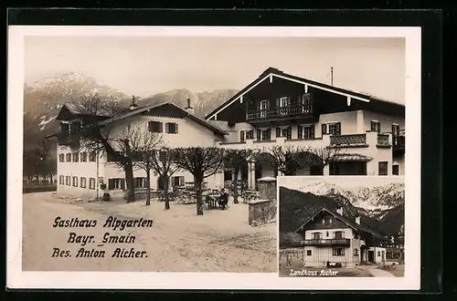 AK Bayr. Gmain, Gasthaus Alpgarten A. Aicher, Landhaus Aicher