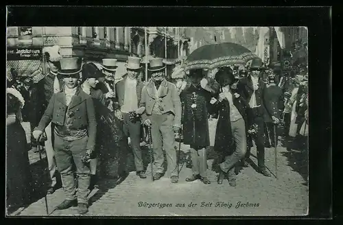 AK Cassel, Strassenumzug, Bürgertypen aus der Zeit König Jeromes