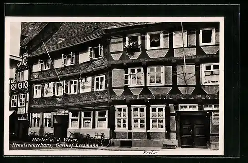 AK Höxter /Weser, Gasthof Lessmann / Renaissancehaus, Strassenansicht