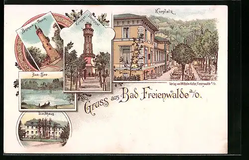 Lithographie Bad Freienwalde a. O., Kurpfalz, Baa-See, Landhaus