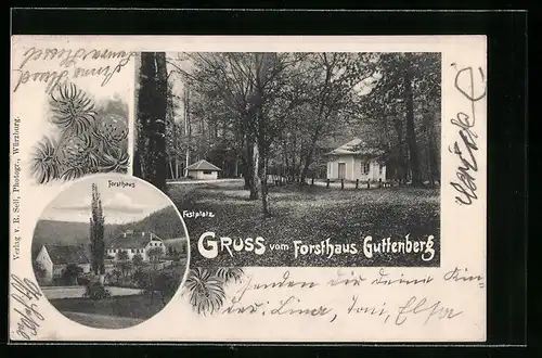 AK Forsthaus Guttenberg, Blick auf das Forsthaus m. Festplatz