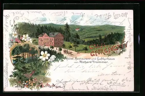 Lithographie Georgengrün, Hotel, Restaurant Trommer