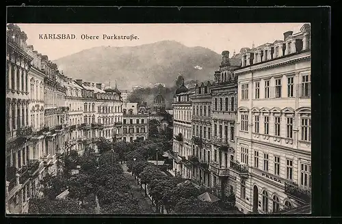 AK Karlsbad, Obere Parkstrasse, Synagoge