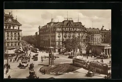 AK Berlin, Strassenbahn am Potsdamer Platz