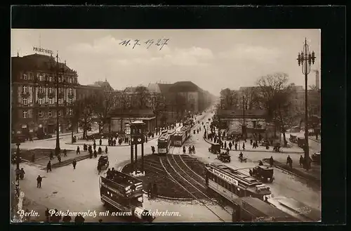 AK Berlin, Potsdamerplatz mit Strassenbahnen