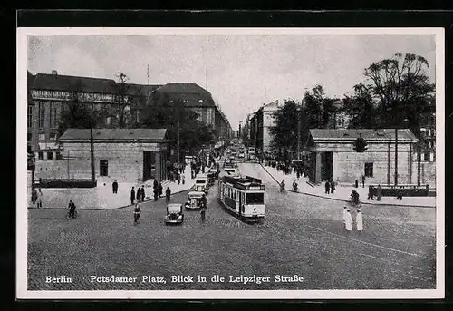 AK Berlin-Tiergarten, Strassenbahn auf dem Potsdamer Platz