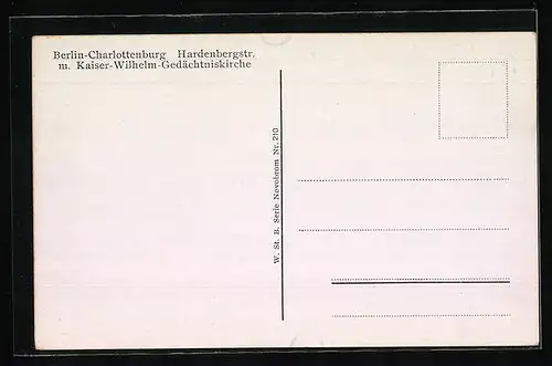 AK Berlin-Charlottenburg, Strassenbahn in der Hardenbergstrasse u. Kaiser-Wilhelm-Gedächtniskirche