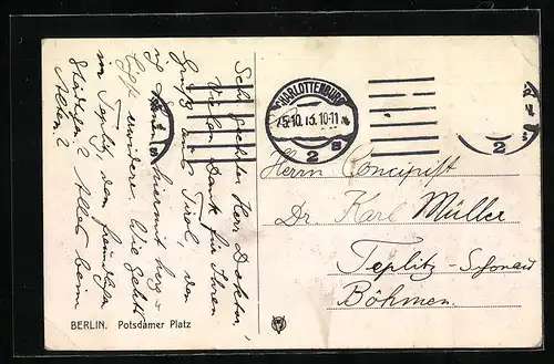 AK Berlin-Tiergarten, Potsdamer Platz mit Strassenbahn