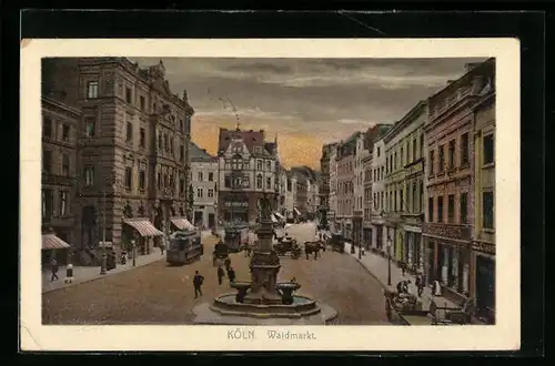 AK Köln, Strassenbahn am Waidmarkt