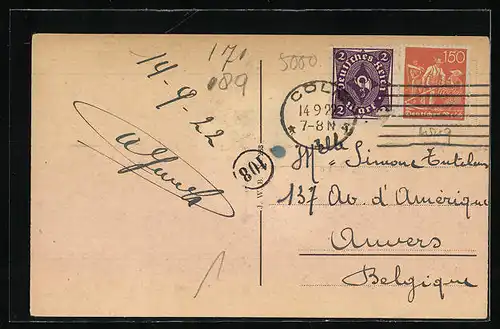 AK Köln, Strassenbahn am Waidmarkt