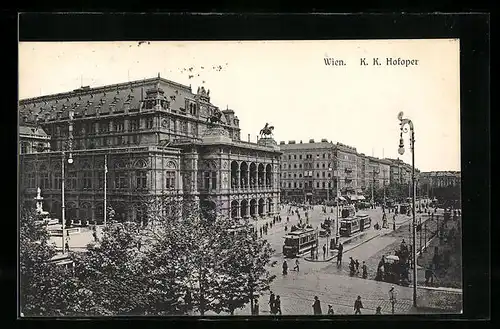 AK Wien, Hofoper und Strassenbahn