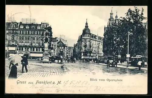 AK Frankfurt, Blick vom Opernplatz, Strassenbahn