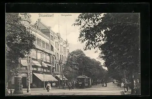 AK Düsseldorf, Partie in der Königsallee, Strassenbahn