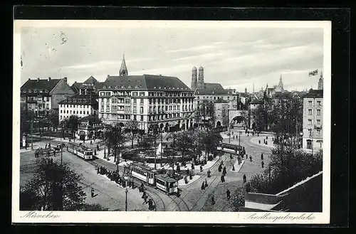 AK München, Strassenbahn auf dem Sendlingertorplatz