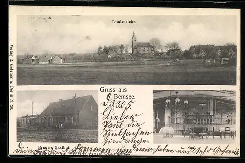 AK Bernsee, Brauers Gasthof, Inneres Saal, Totalansicht