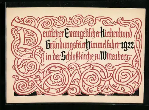 AK Ganzsache PP60C2: Wittenberg, Deutscher Evangelischer Kirchenbund, Gründungsfeier Himmelfahrt 1922 in d. Schlosskirche