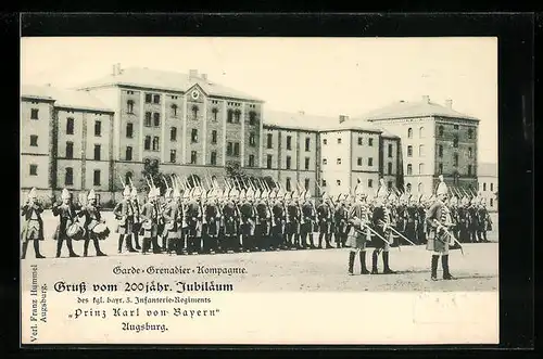 AK Ganzsache Bayern PP15D13 /01: Augsburg, 200 jähr. Jubiläum des Kgl. Bayr. 3. Infanterie-Regiments Prinz Karl
