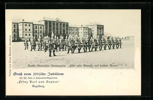 AK Ganzsache Bayern PP15D13 /03: Augsburg, 200 jähr. Jubiläum des Kgl. Bayr. 3. Infanterie-Regiments Prinz Karl