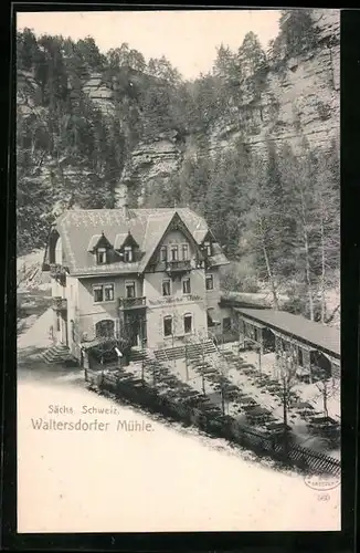 AK Bad Schandau, Gasthaus Waltersdorfer Mühle
