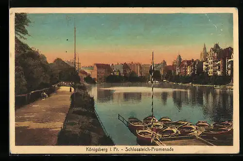 AK Königsberg i. Pr., Schlossteich-Promenade
