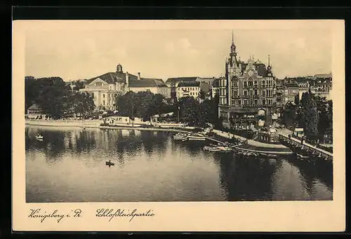 AK Königsberg i. Pr., Schlossteichpartie aus der Vogelschau