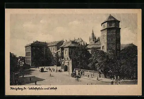 AK Königsberg i. Pr., Schlossplatz und Schloss