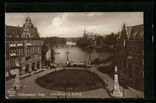 AK Königsberg / Ostpr., Schlossteich vom Schloss aus gesehen