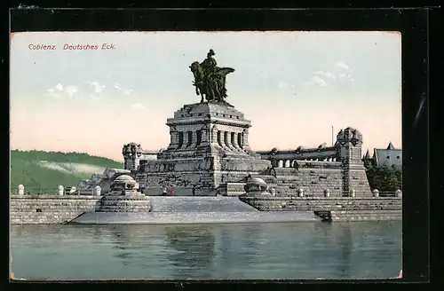AK Koblenz, Kaiser Wilhelm-Denkmal am Deutschen Eck