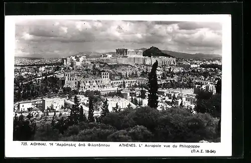AK Athènes, L`Acropole vue du Philopappe
