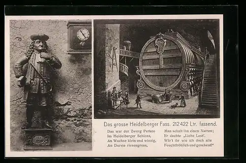 AK Heidelberg, Das grosse Fass und Zwerg Perkeo