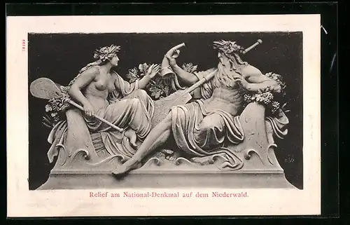 AK Rüdesheim, National-Denkmal auf dem Niederwald, Relief